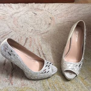 Silver formal pumps